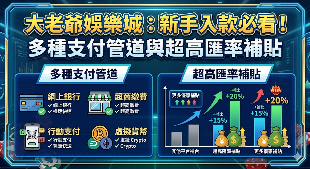 大老爺娛樂城：新手入款必看！多種支付管道與超高匯率補貼
